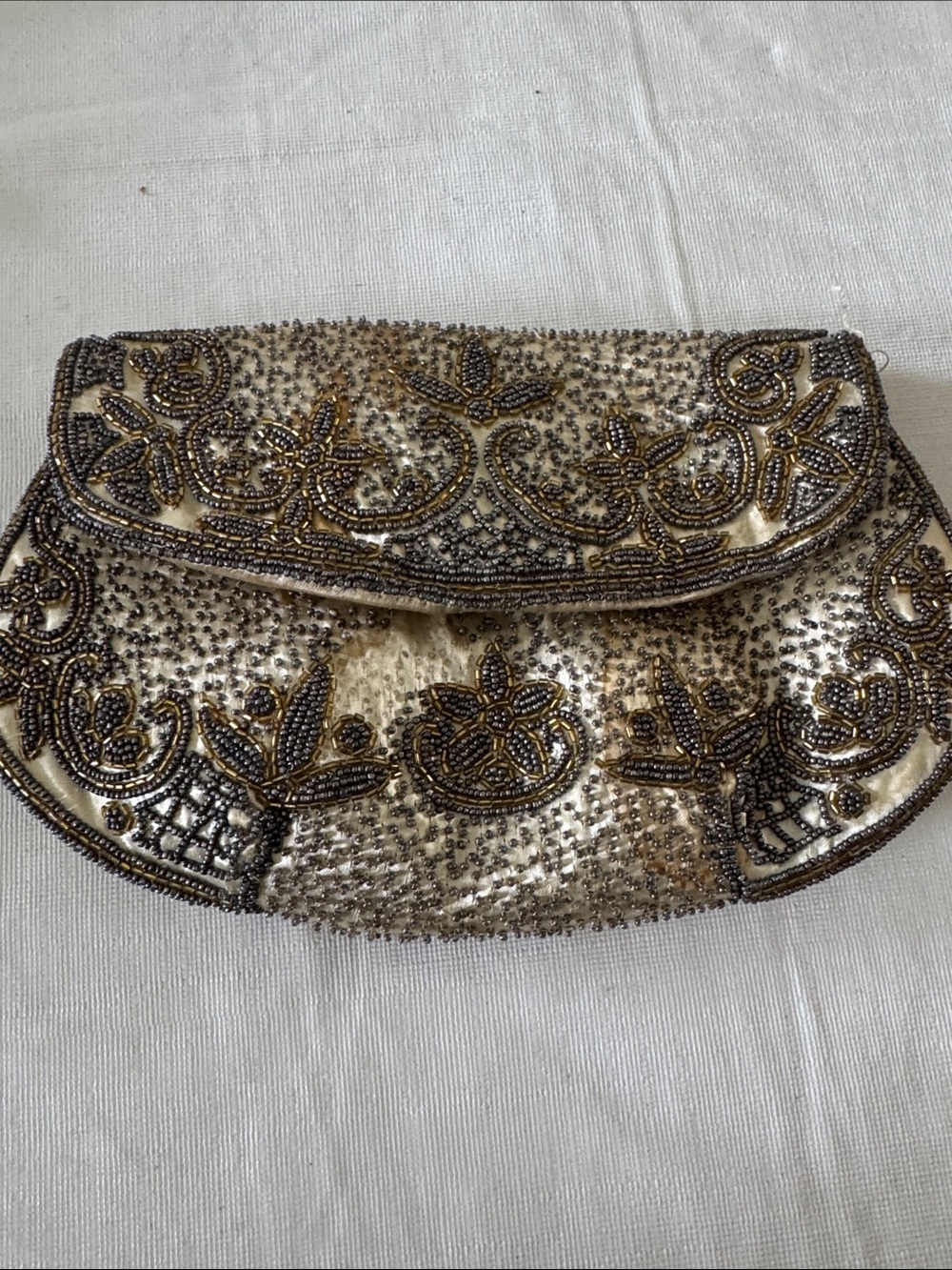 Embellished Gold Beaded Evening Clutch
